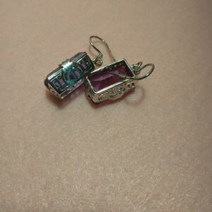Elegant Purple and Silver Earrings